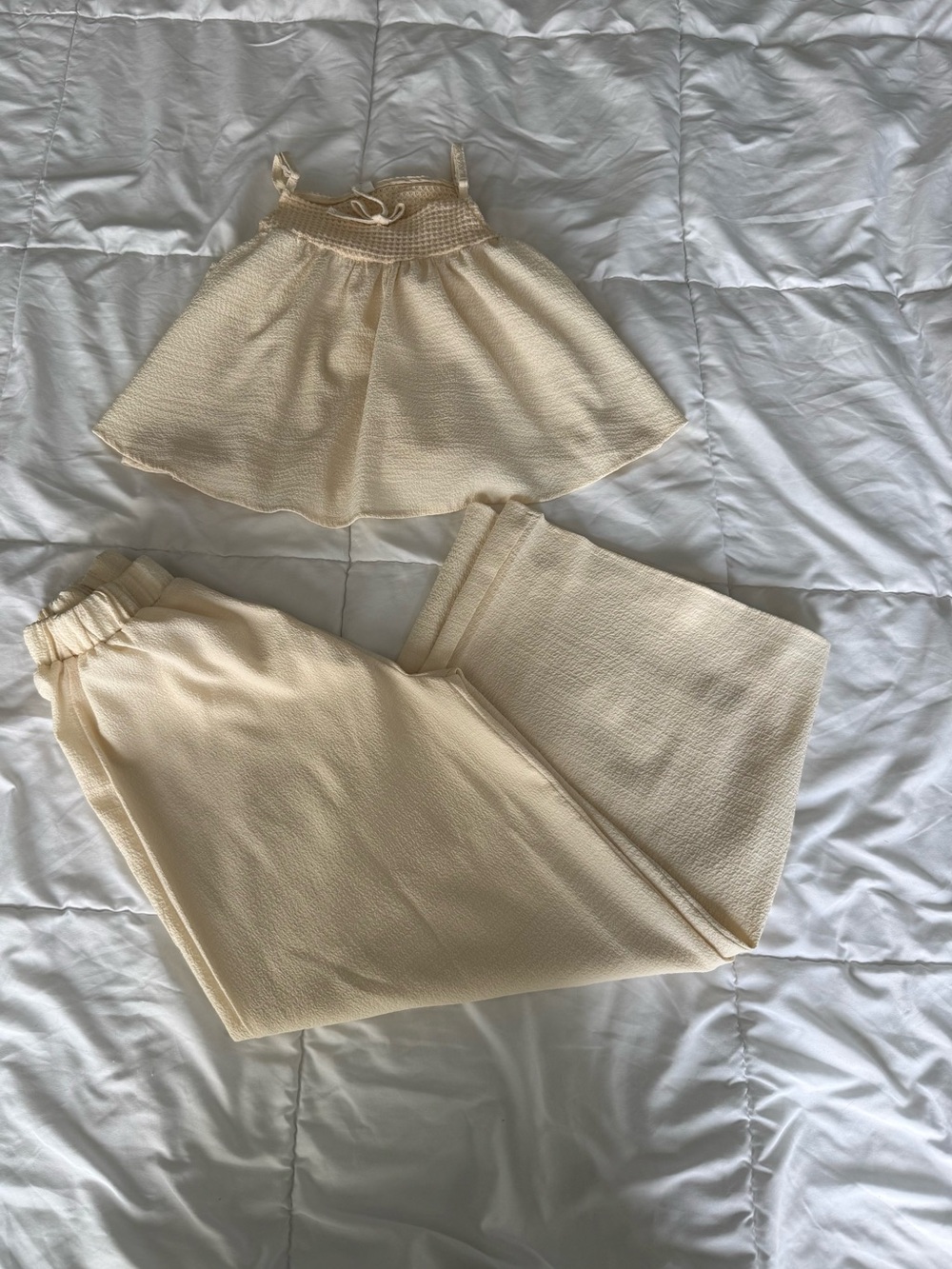 SHEIN Cream Knit Skirt Overlay Top and Pants Set